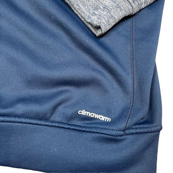 Adidas Climawarm Performance Hooded Jacket Fleece Lined Gray Navy Size Medium - Picture 7 of 11